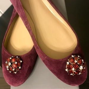 Ann Taylor Suede Dark Burgundy Plum Flats Sz 8.5